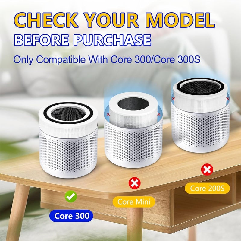 Improvedhand Core 300 Replacement Filter for LEVOIT Core 300S and Core 300-P Air Purifier, 3-in-1 H13 True HEPA Filter Replacement, Compared to Part # Core 300-RF, 2 Pack, White, By - Image 2